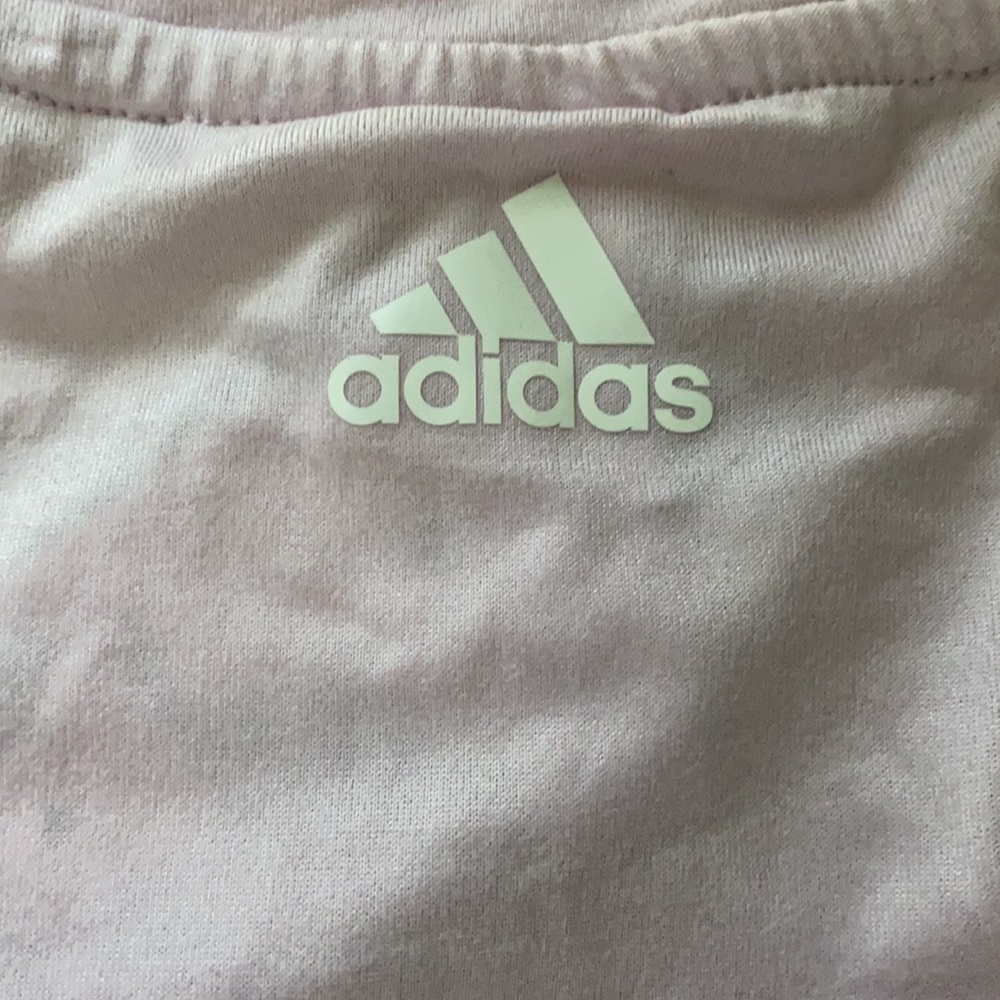 ADIDAS Light Pink Crop Top with White Dotted Logo Size Small (Like New) - Picture 7 of 8